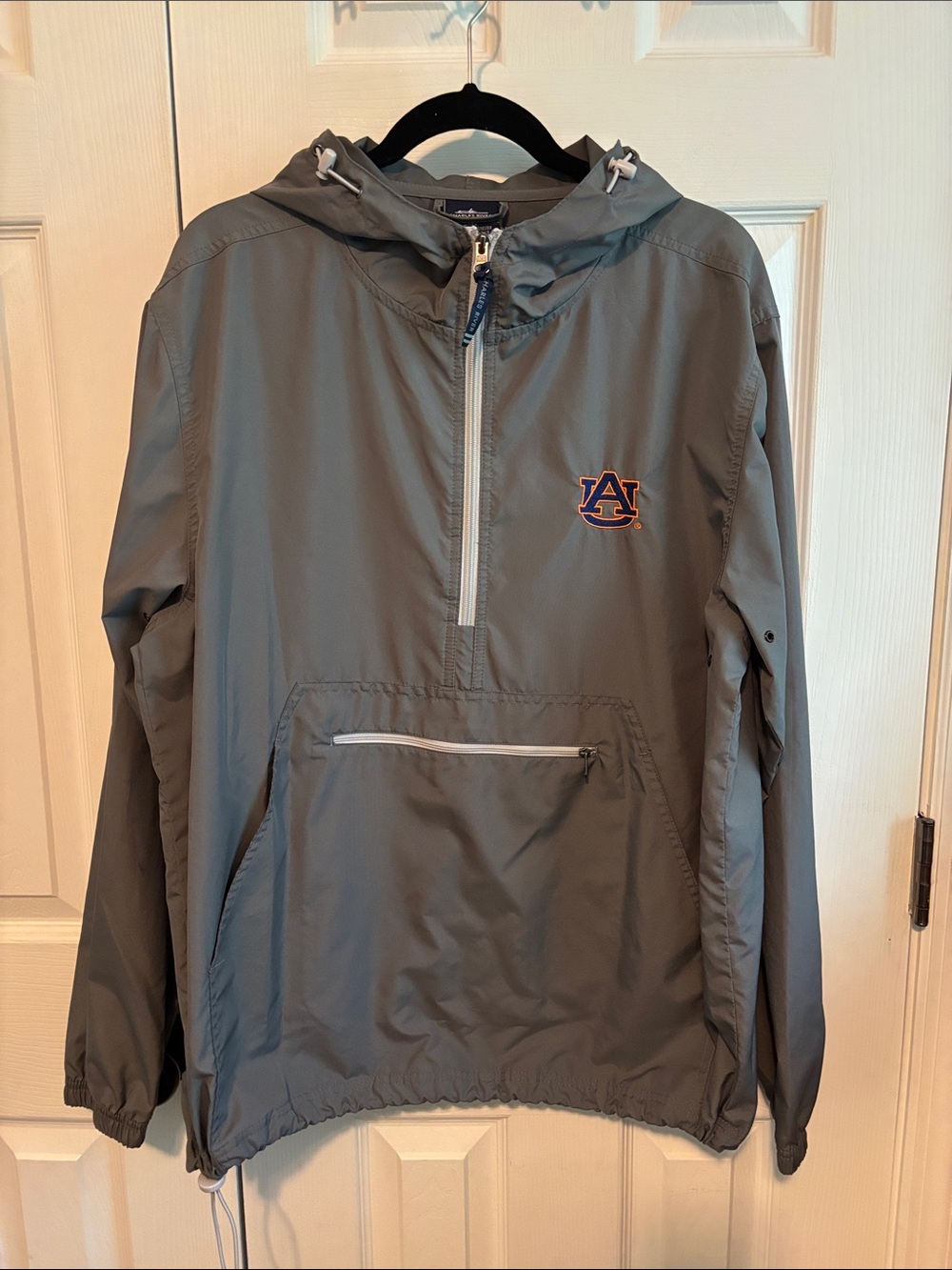 Charles River Apparel Gray Hooded Pullover with Auburn Logo